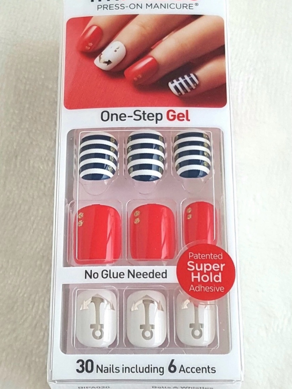 imPRESS Red, White & Navy Striped Press-On Nails